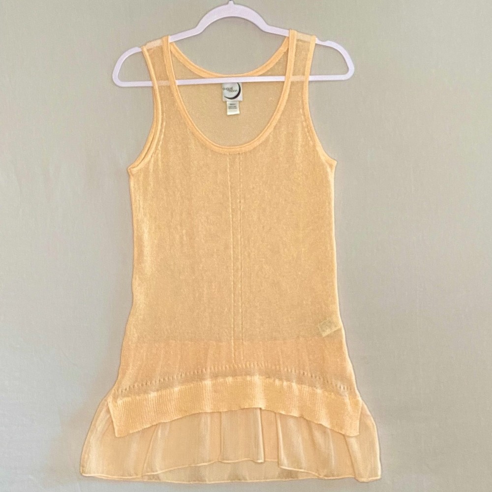 💎August Moon Womens Sheer Knit Top Size Medium Pale Orange Linen Blend - Picture 4 of 6